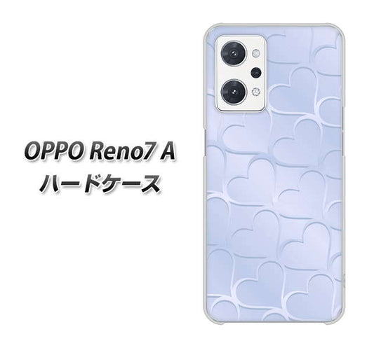 OPPO Reno7 A 高画質仕上げ 背面印刷 ハードケース【1341 かくれハート（ライトブルー）】