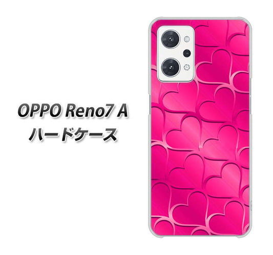 OPPO Reno7 A 高画質仕上げ 背面印刷 ハードケース【1347 かくれハート（ショッキングピンク）】