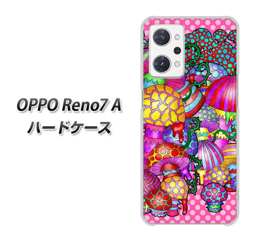 OPPO Reno7 A 高画質仕上げ 背面印刷 ハードケース【AG806 きのこ（ピンク）】