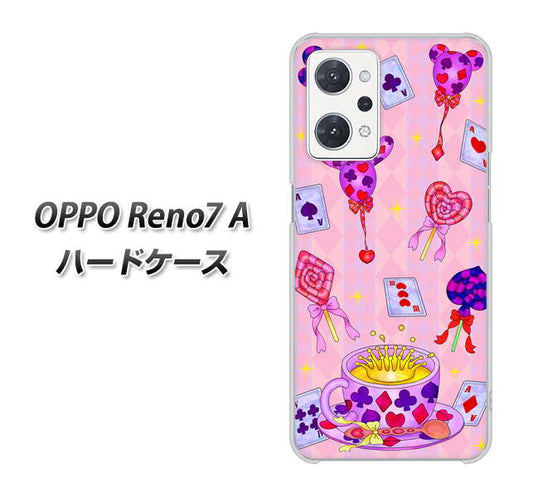 OPPO Reno7 A 高画質仕上げ 背面印刷 ハードケース【AG817 トランプティー（ピンク）】