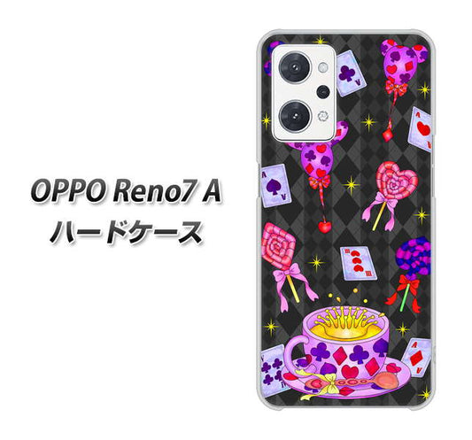 OPPO Reno7 A 高画質仕上げ 背面印刷 ハードケース【AG818 トランプティー（黒）】