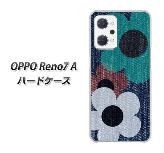 OPPO Reno7 A 高画質仕上げ 背面印刷 ハードケース【EK869 ルーズフラワーinデニム風】