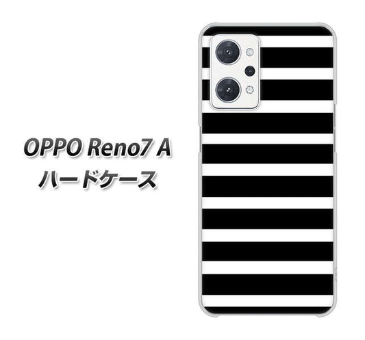 OPPO Reno7 A 高画質仕上げ 背面印刷 ハードケース【EK879 ボーダーブラック（L）】