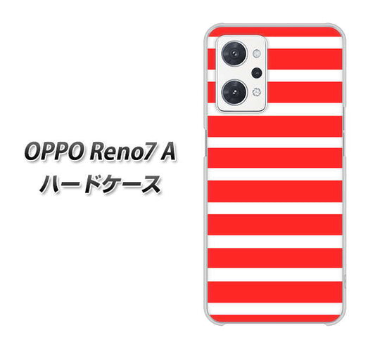 OPPO Reno7 A 高画質仕上げ 背面印刷 ハードケース【EK881 ボーダーレッド】