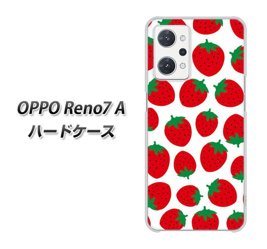 OPPO Reno7 A 高画質仕上げ 背面印刷 ハードケース【SC811 小さいイチゴ模様 レッド】