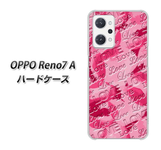 OPPO Reno7 A 高画質仕上げ 背面印刷 ハードケース【SC845 フラワーヴェルニLOVE濃いピンク（ローズアンディアン）】