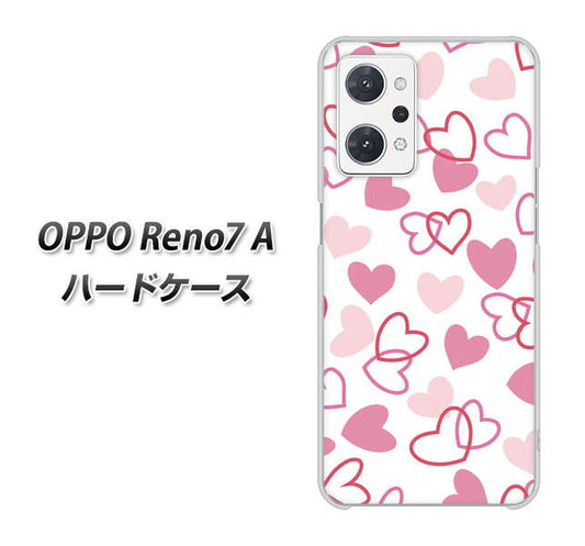 OPPO Reno7 A 高画質仕上げ 背面印刷 ハードケース【VA929 ハートがいっぱい ピンク】