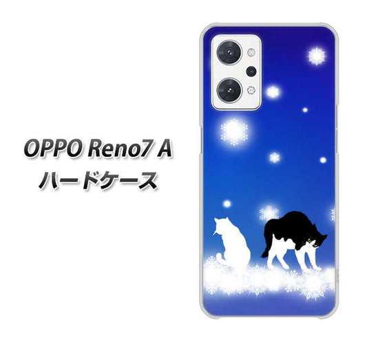 OPPO Reno7 A 高画質仕上げ 背面印刷 ハードケース【YJ335 雪の結晶 はちわれ】