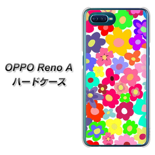 OPPO Reno A 高画質仕上げ 背面印刷 ハードケース【782 春のルーズフラワーWH】