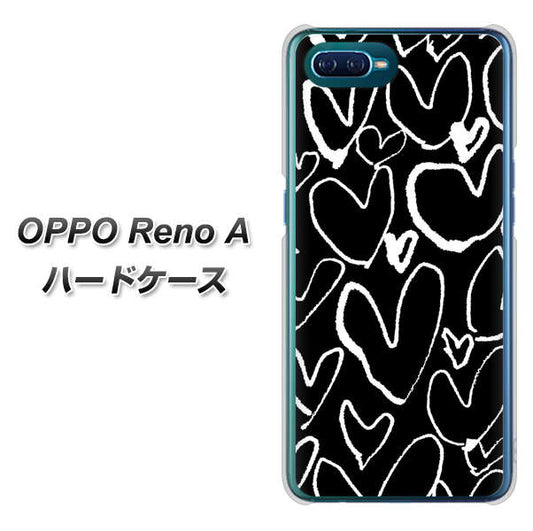 OPPO Reno A 高画質仕上げ 背面印刷 ハードケース【1124 ハート BK＆WH】
