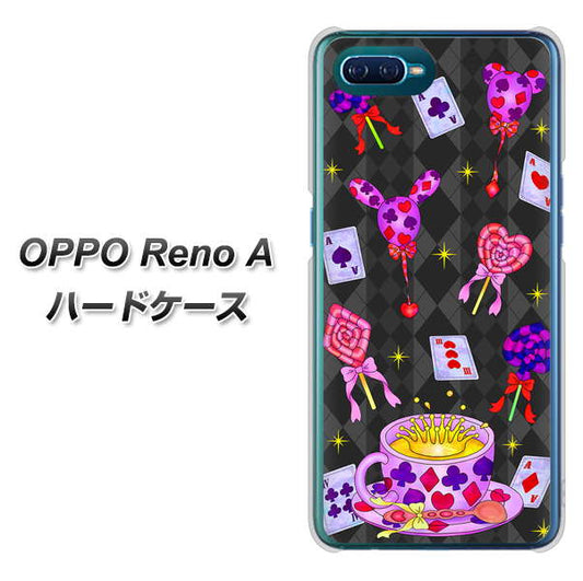 OPPO Reno A 高画質仕上げ 背面印刷 ハードケース【AG818 トランプティー（黒）】