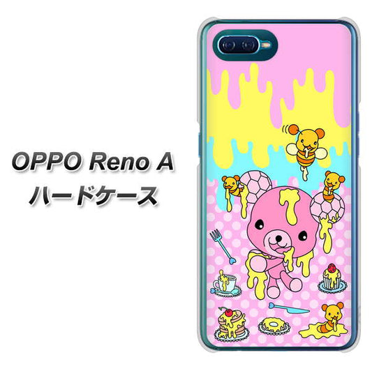 OPPO Reno A 高画質仕上げ 背面印刷 ハードケース【AG822 ハニベア（水玉ピンク）】
