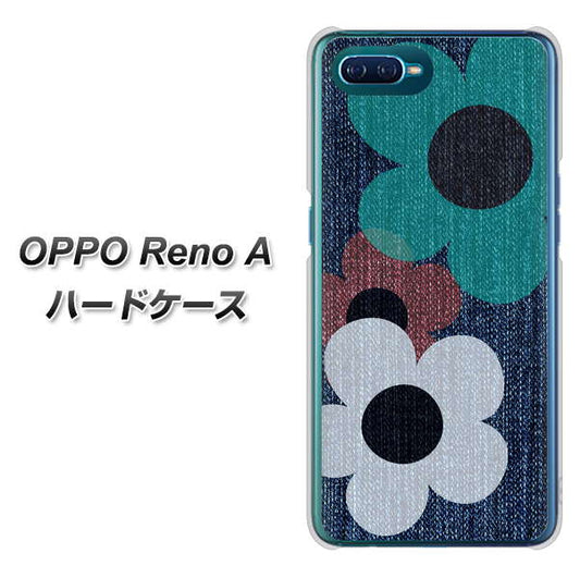 OPPO Reno A 高画質仕上げ 背面印刷 ハードケース【EK869 ルーズフラワーinデニム風】