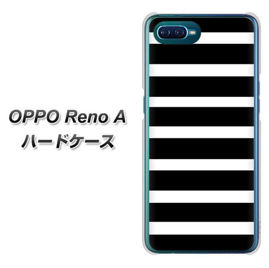 OPPO Reno A 高画質仕上げ 背面印刷 ハードケース【EK879 ボーダーブラック（L）】