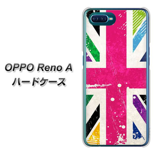 OPPO Reno A 高画質仕上げ 背面印刷 ハードケース【SC806 ユニオンジャック ピンクビンテージ】