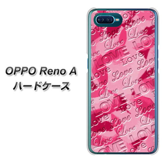 OPPO Reno A 高画質仕上げ 背面印刷 ハードケース【SC845 フラワーヴェルニLOVE濃いピンク（ローズアンディアン）】