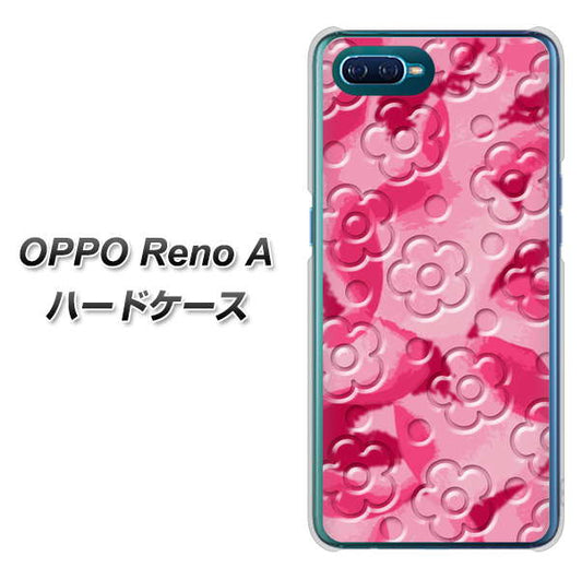 OPPO Reno A 高画質仕上げ 背面印刷 ハードケース【SC847 フラワーヴェルニ花濃いピンク（ローズアンディアン）】