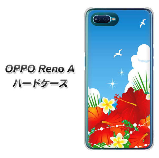 OPPO Reno A 高画質仕上げ 背面印刷 ハードケース【VA821 ハイビスカスと青空】
