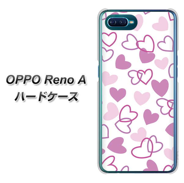 OPPO Reno A 高画質仕上げ 背面印刷 ハードケース【VA928 ハートがいっぱい パープル】