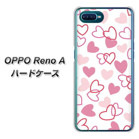 OPPO Reno A 高画質仕上げ 背面印刷 ハードケース【VA929 ハートがいっぱい ピンク】