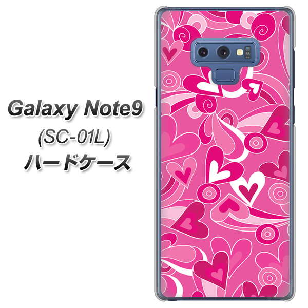 docomo ギャラクシー ノート9 SC-01L 高画質仕上げ 背面印刷 ハードケース【383 ピンクのハート】
