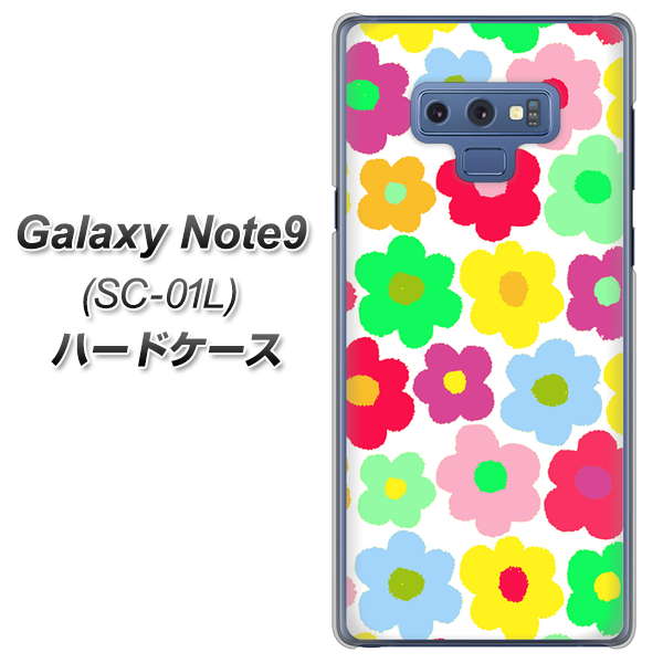 docomo ギャラクシー ノート9 SC-01L 高画質仕上げ 背面印刷 ハードケース【758 ルーズフラワーカラフル】