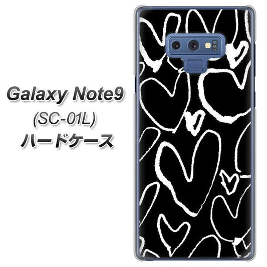 docomo ギャラクシー ノート9 SC-01L 高画質仕上げ 背面印刷 ハードケース【1124 ハート BK＆WH】