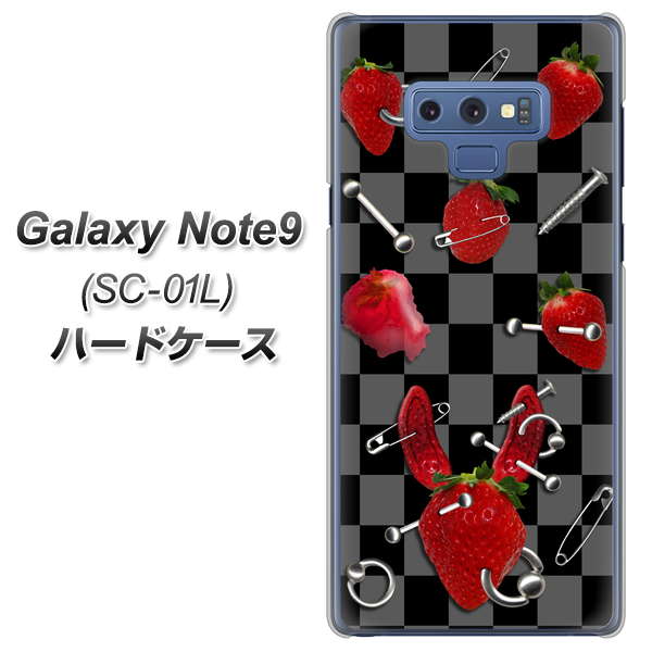 docomo ギャラクシー ノート9 SC-01L 高画質仕上げ 背面印刷 ハードケース【AG833 苺パンク（黒）】