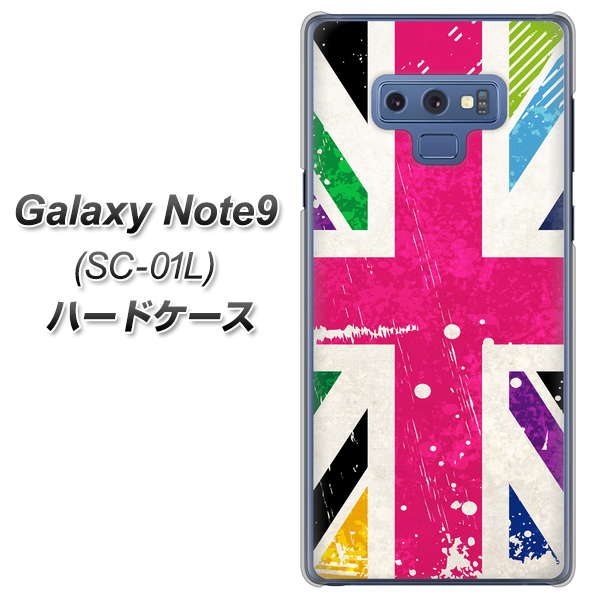 docomo ギャラクシー ノート9 SC-01L 高画質仕上げ 背面印刷 ハードケース【SC806 ユニオンジャック ピンクビンテージ】