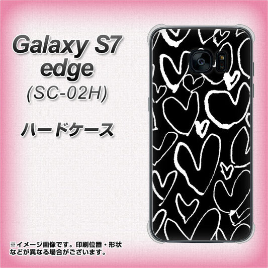 docomo ギャラクシーS7エッジ SC-02H 高画質仕上げ 背面印刷 ハードケース【1124 ハート BK＆WH】