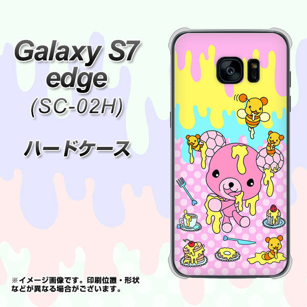 docomo ギャラクシーS7エッジ SC-02H 高画質仕上げ 背面印刷 ハードケース【AG822 ハニベア（水玉ピンク）】