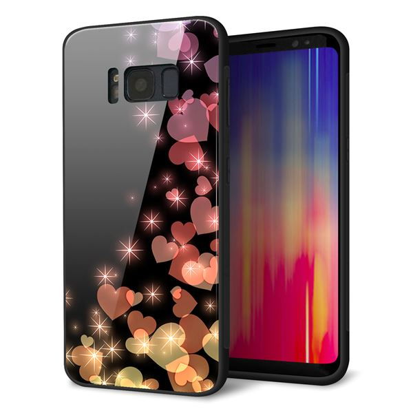 docomo ギャラクシー S8 SC-02J 強化ガラス＆TPUスマホケース ガラプリ【020 夜のきらめきハート】