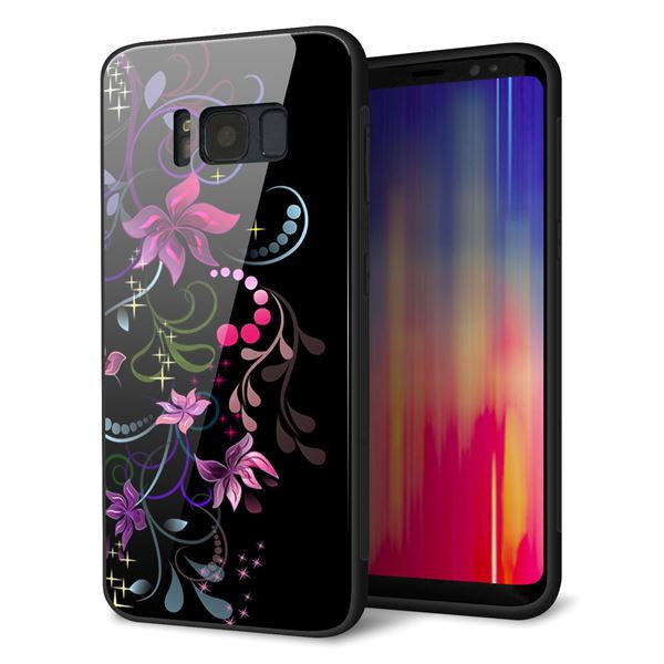 docomo ギャラクシー S8 SC-02J 強化ガラス＆TPUスマホケース ガラプリ【263 闇に浮かぶ華】