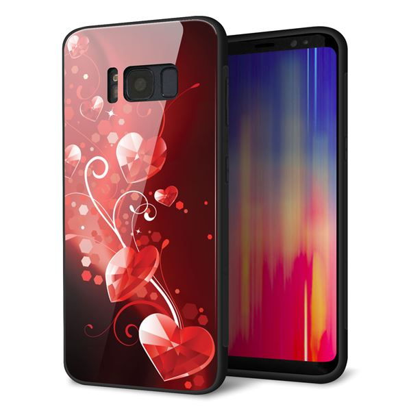 docomo ギャラクシー S8 SC-02J 強化ガラス＆TPUスマホケース ガラプリ【385 クリスタルな恋】