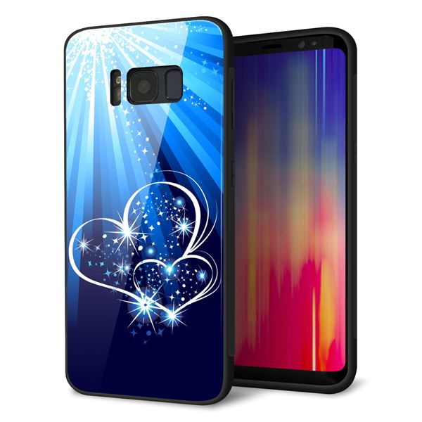 docomo ギャラクシー S8 SC-02J 強化ガラス＆TPUスマホケース ガラプリ【702 スイミングハート】