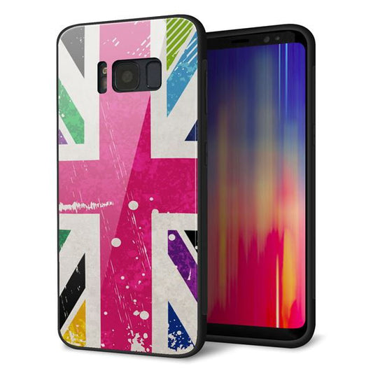docomo ギャラクシー S8 SC-02J 強化ガラス＆TPUスマホケース ガラプリ【SC806 ユニオンジャック ピンクビンテージ】