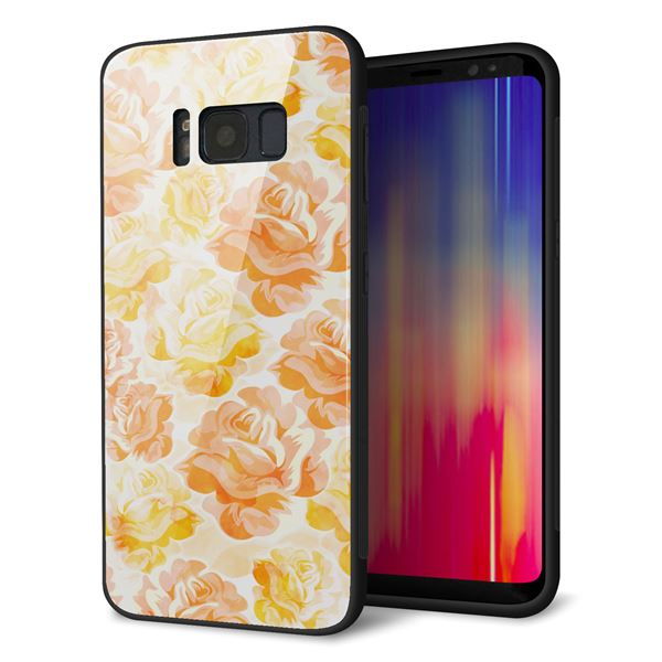 docomo ギャラクシー S8 SC-02J 強化ガラス＆TPUスマホケース ガラプリ【SC931 ローズ イエロー】