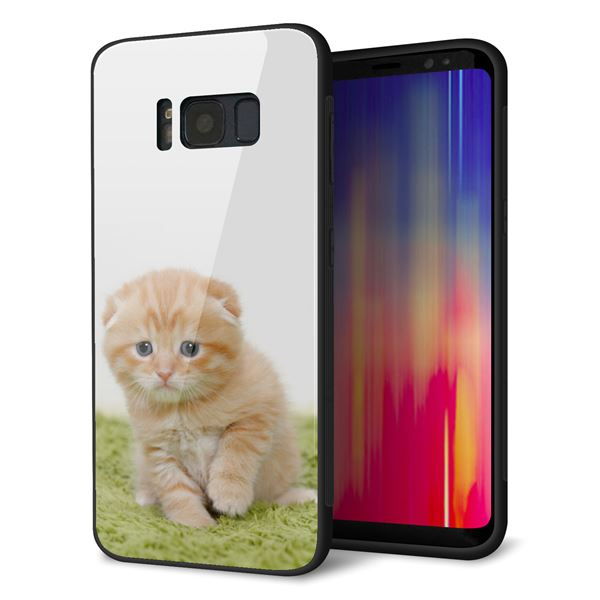 docomo ギャラクシー S8 SC-02J 強化ガラス＆TPUスマホケース ガラプリ【VA802 ネコこっそり】