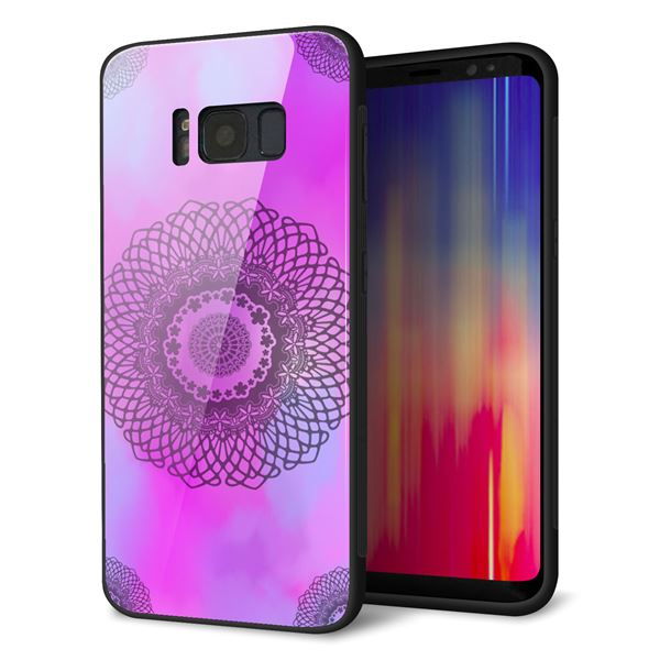 docomo ギャラクシー S8 SC-02J 強化ガラス＆TPUスマホケース ガラプリ【YJ344 レース】