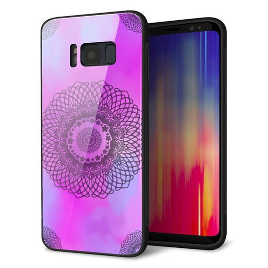 docomo ギャラクシー S8 SC-02J 強化ガラス＆TPUスマホケース ガラプリ【YJ344 レース】