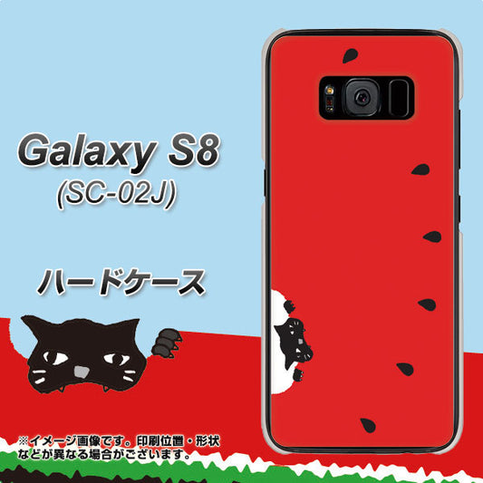 docomo ギャラクシー S8 SC-02J 高画質仕上げ 背面印刷 ハードケース【IA812 すいかをかじるネコ】