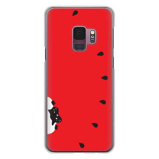 Galaxy S9 SC-02K docomo 高画質仕上げ 背面印刷 ハードケース すいかをかじるネコ