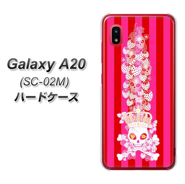 docomo ギャラクシー A20 SC-02M 高画質仕上げ 背面印刷 ハードケース【AG803 苺骸骨王冠蔦（ピンク）】