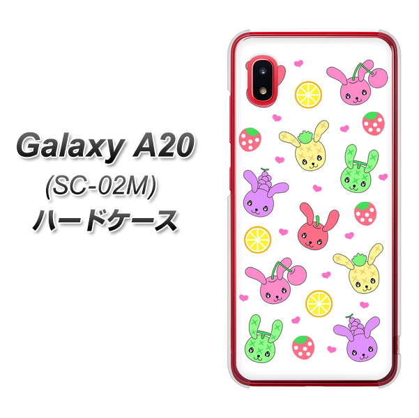 docomo ギャラクシー A20 SC-02M 高画質仕上げ 背面印刷 ハードケース【AG826 フルーツうさぎのブルーラビッツ（白）】