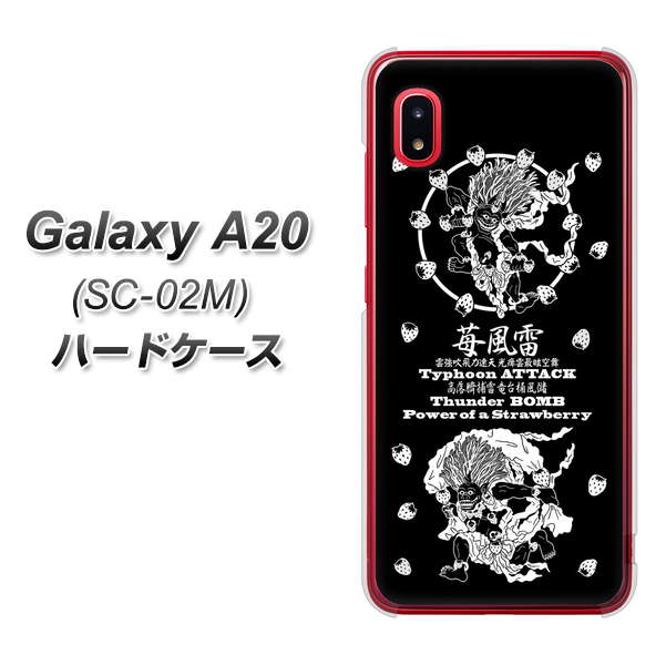 docomo ギャラクシー A20 SC-02M 高画質仕上げ 背面印刷 ハードケース【AG839 苺風雷神（黒）】