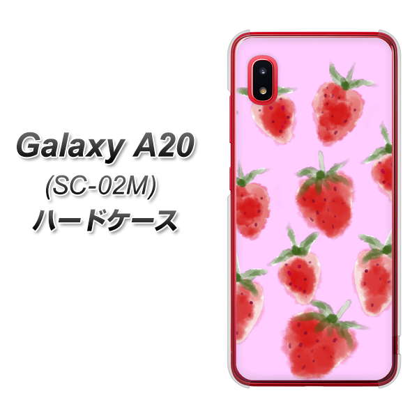 docomo ギャラクシー A20 SC-02M 高画質仕上げ 背面印刷 ハードケース【YJ180 イチゴ 水彩180】