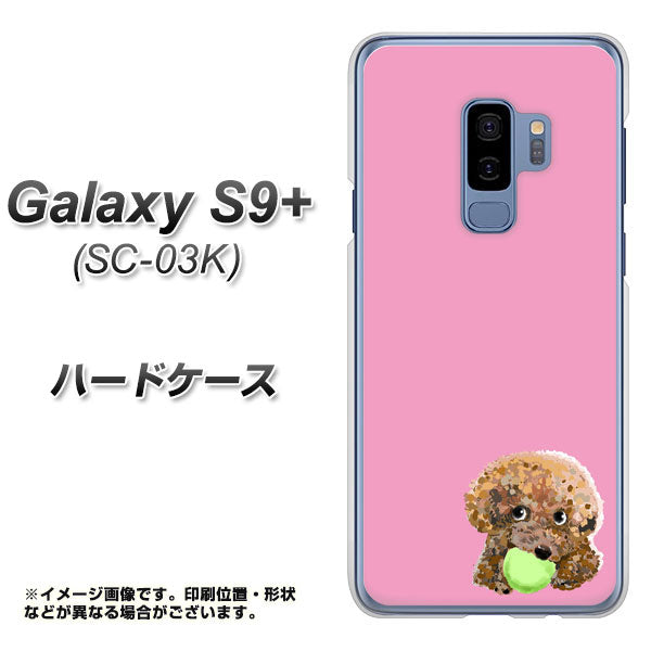 docomo ギャラクシー S9+ SC-03K 高画質仕上げ 背面印刷 ハードケース【YJ053 トイプードル＆ボール（ピンク）】