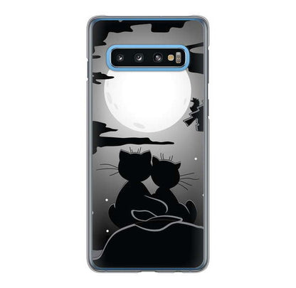 Galaxy S10 SC-03L docomo 高画質仕上げ 背面印刷 ハードケース 夜とネコ