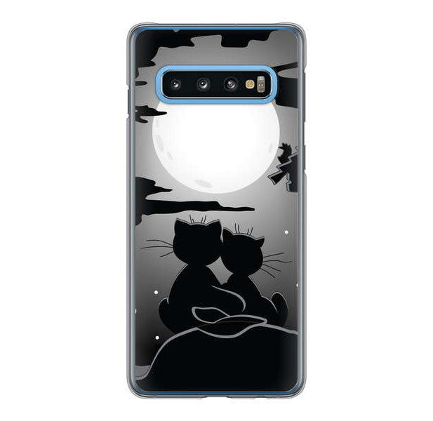 Galaxy S10 SC-03L docomo 高画質仕上げ 背面印刷 ハードケース 夜とネコ