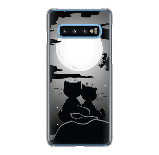 Galaxy S10 SC-03L docomo 高画質仕上げ 背面印刷 ハードケース 夜とネコ